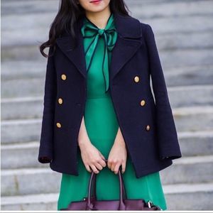 J Crew Majesty Stadium Navy Italian Wool Peacoat Sz 10